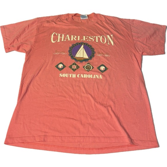 Hanes Other - Vintage 90's Charleston South Carolina Single Stitch Salmon Color T-Shirt Tee L